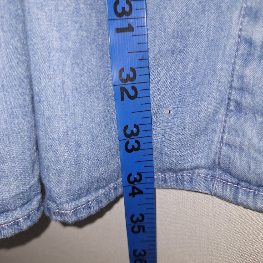 Cottagecore Dress 100% Cotton Sleeveless Prairie Denim Crochet Lace Pockets M - Picture 8 of 12